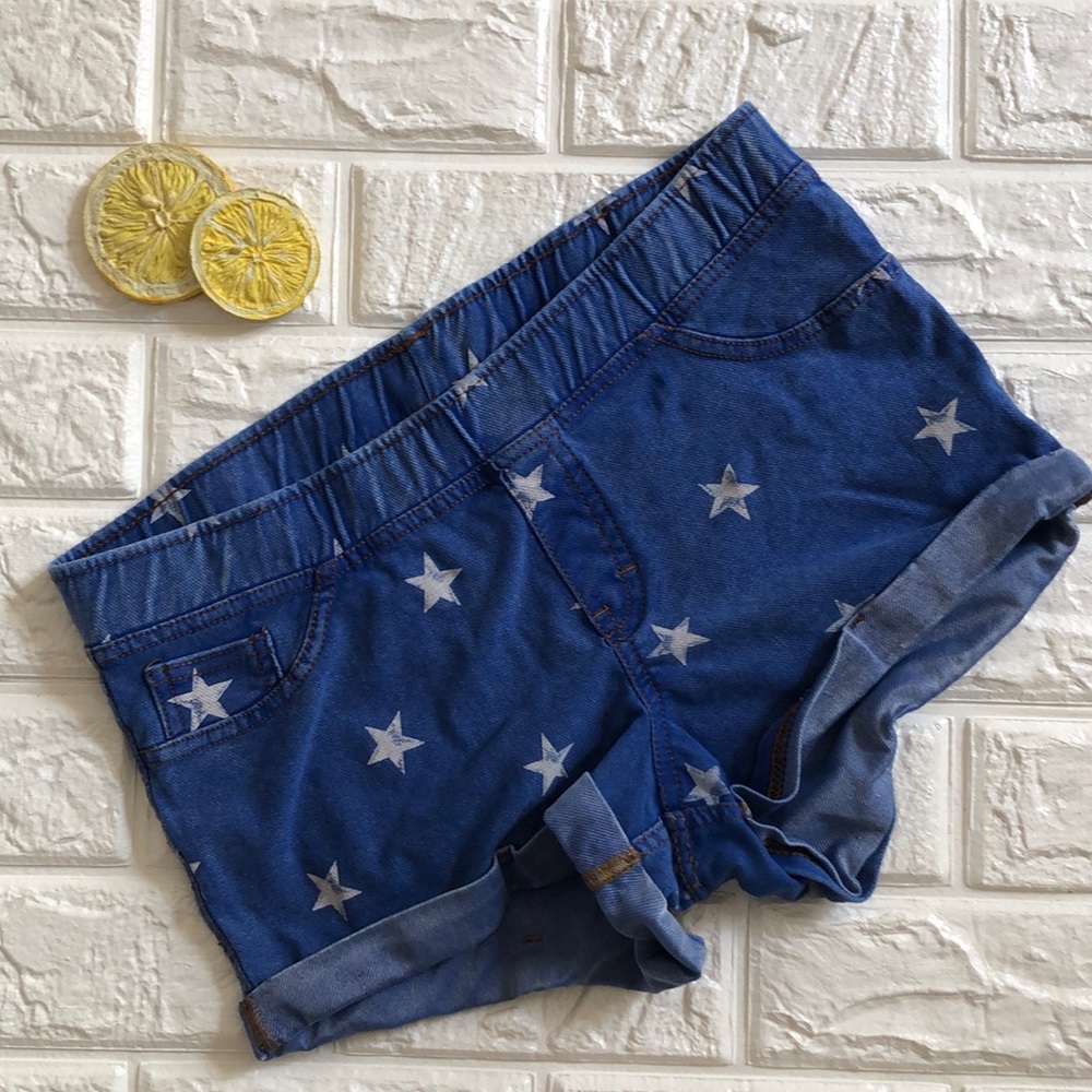 H&M stretchy faux denim‎ star shorts